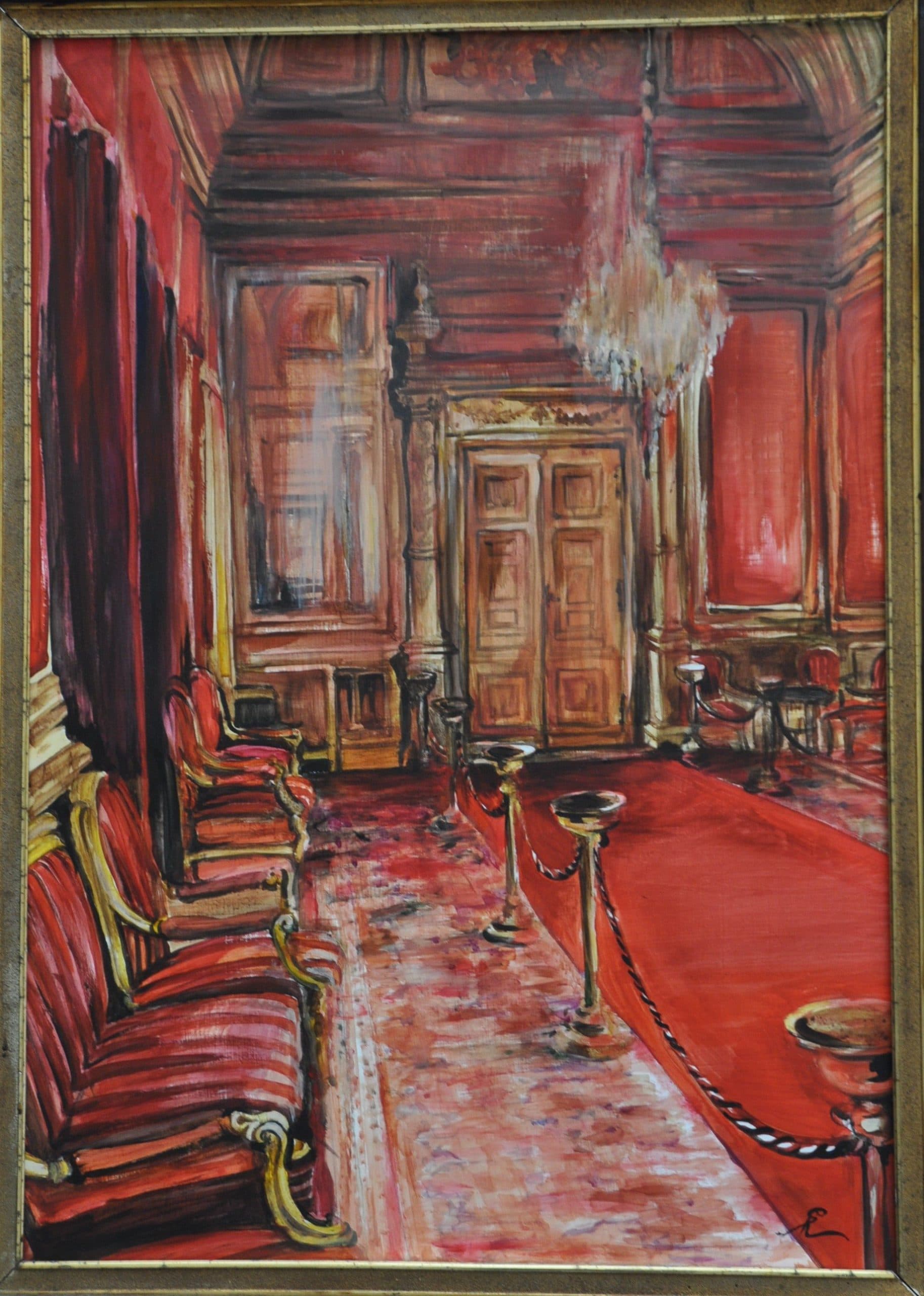 teremrészlet vörös drapériával