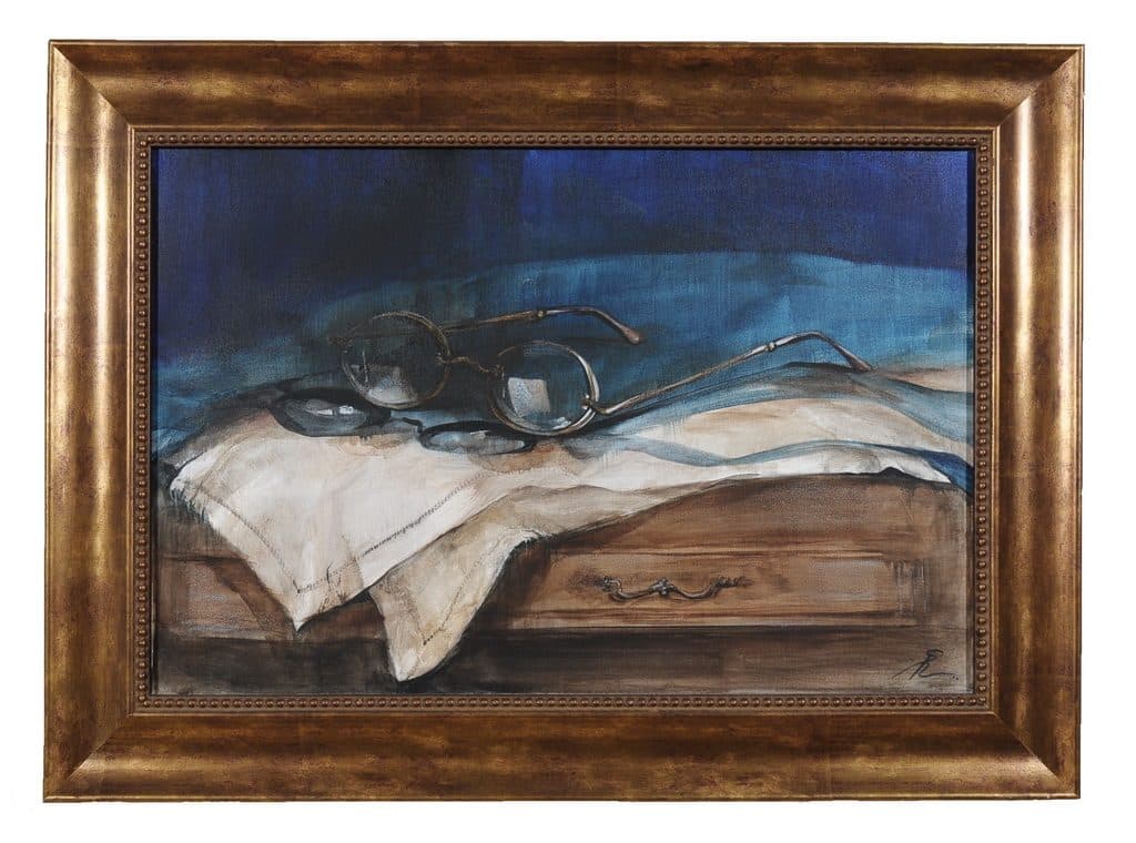 szemüveg damaszt szalvétán